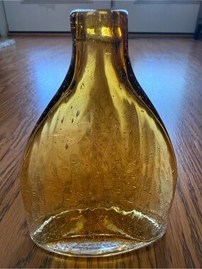 Amber Hand-Blown Glass Bottle Vase